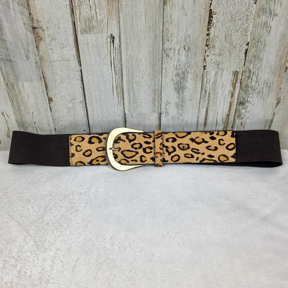 Nine West Leopard Cow Hair Wide Belt Size L/XL